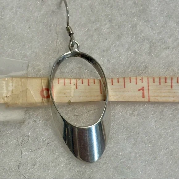 Vintage Sterling Silver Oval Drop Earrings 925 - Picture 14 of 15